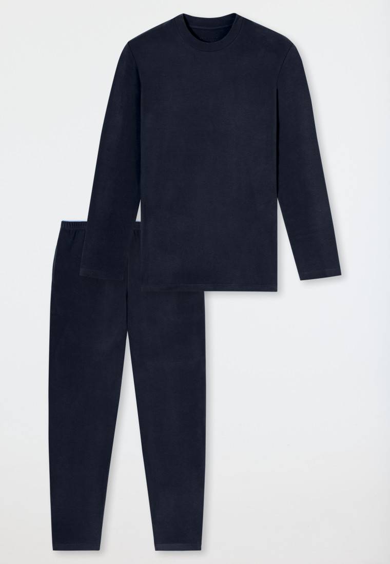 Schiesser Schlafanzug Lang Interlock Nachtblau - Selected Premium Warming