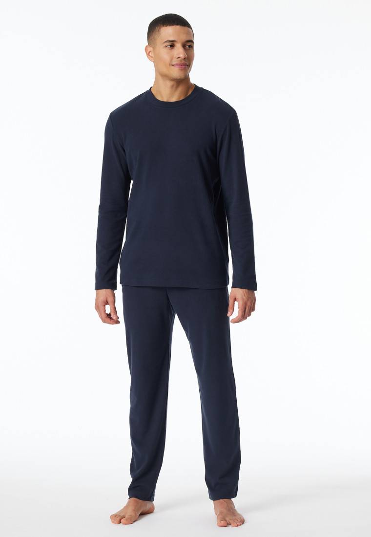 Schiesser Schlafanzug Lang Interlock Nachtblau - Selected Premium Warming