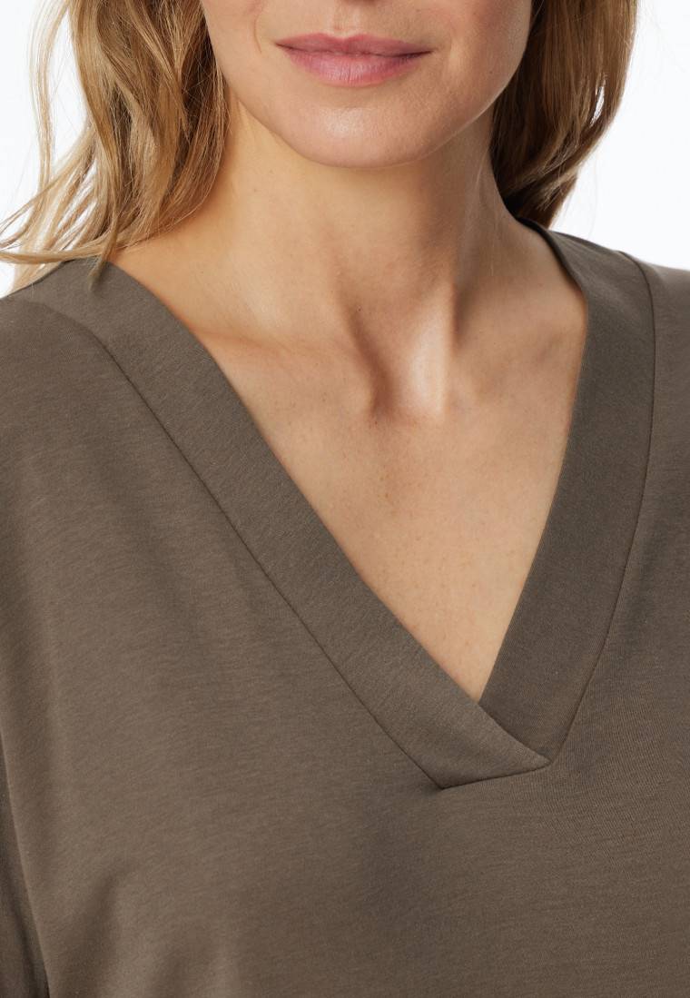 Schiesser Schlafanzug Lang Interlock Taupe Bedruckt - Modern Nightwear
