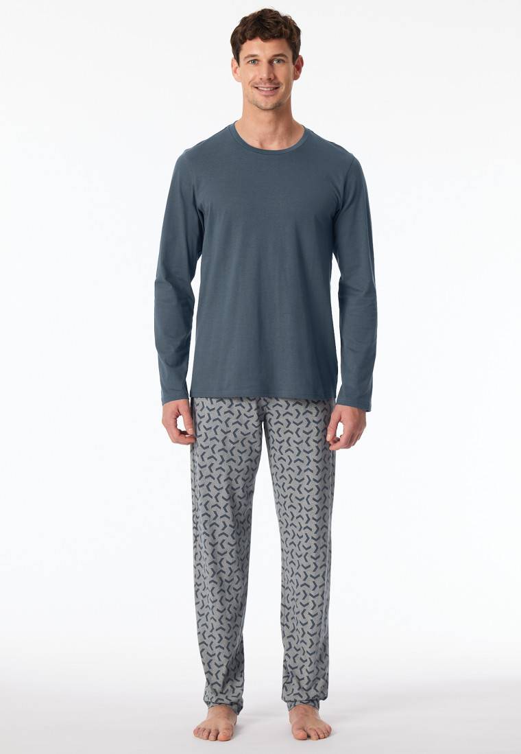 Schiesser Schlafanzug Lang Jeansblau - Casual Essentials