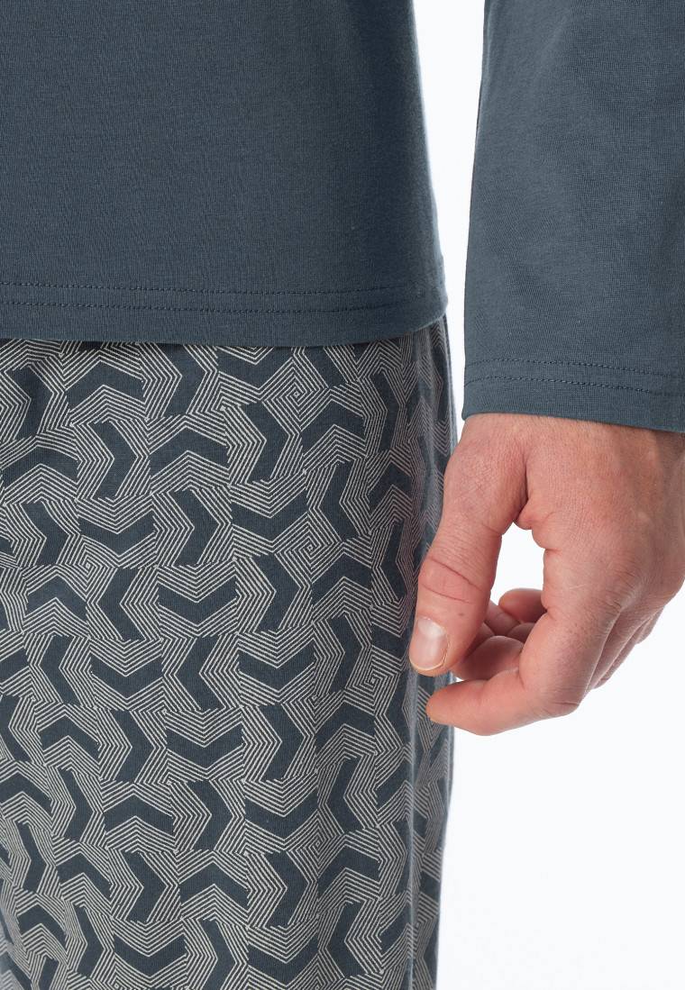 Schiesser Schlafanzug Lang Jeansblau - Casual Essentials