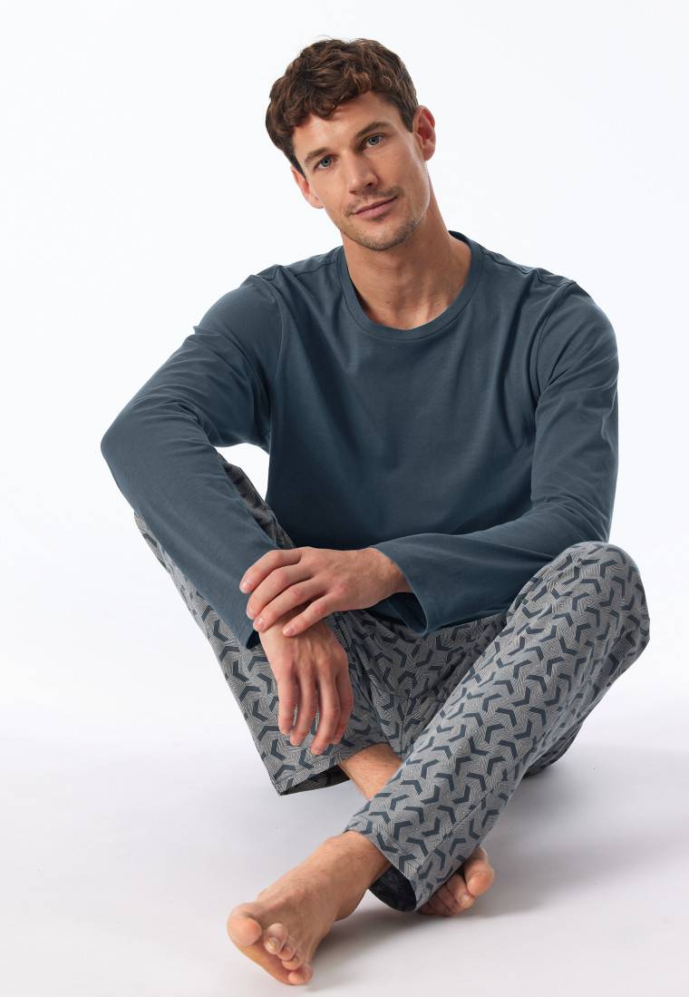 Schiesser Schlafanzug lang jeansblau - Casual Essentials