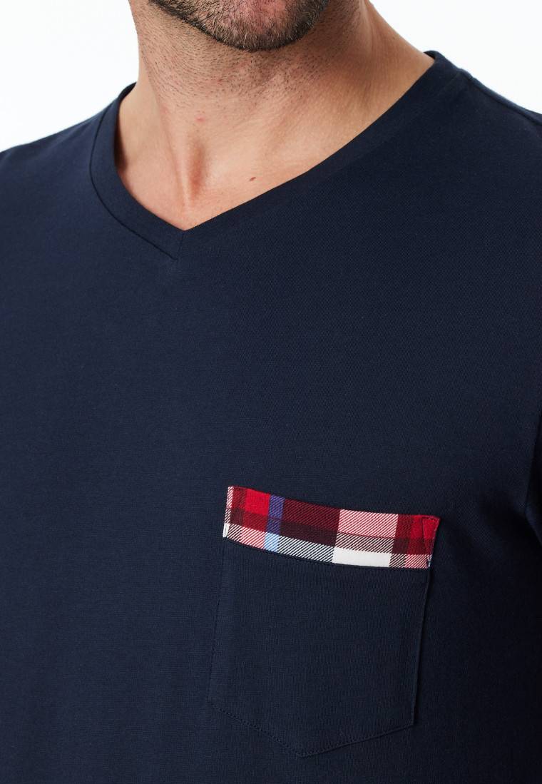 Schiesser Schlafanzug Lang Karos Nachtblau - X-Mas Family