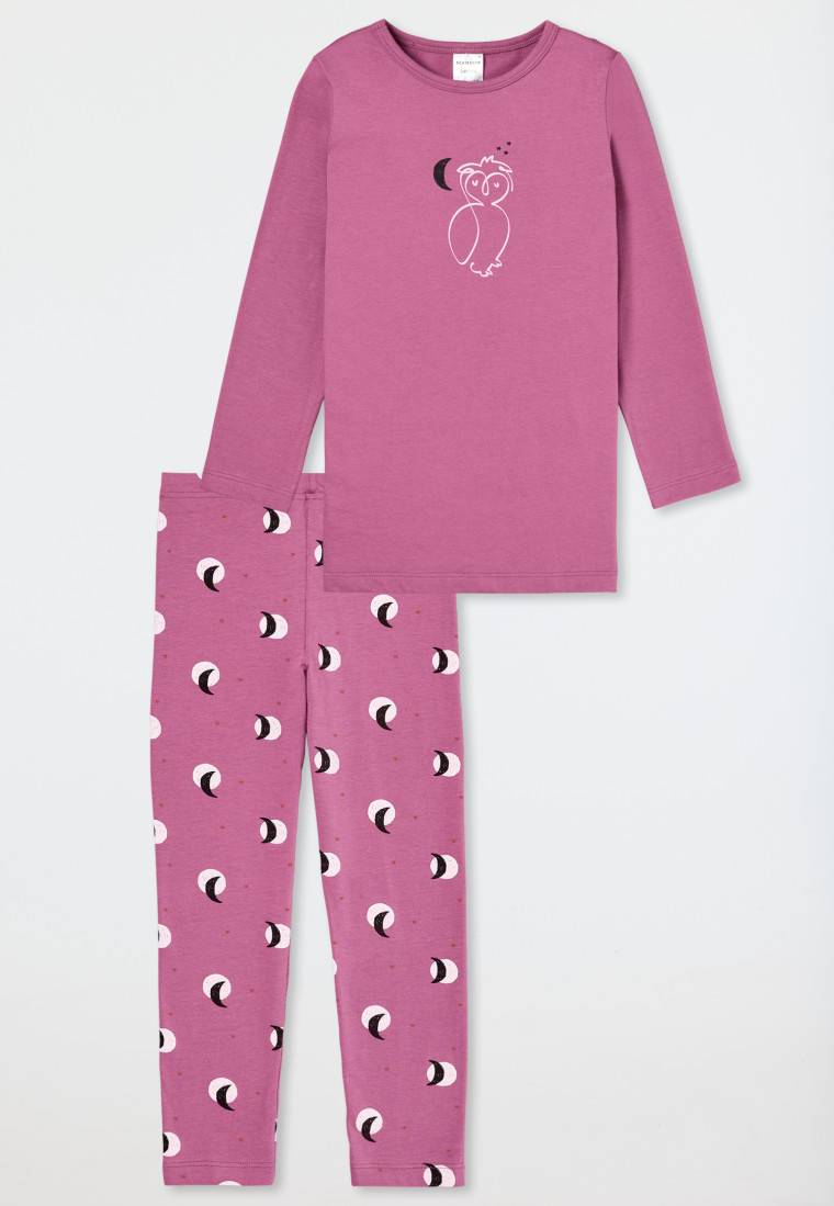 Schiesser Schlafanzug Lang Leggings Eule Mond Malve - Natural Love