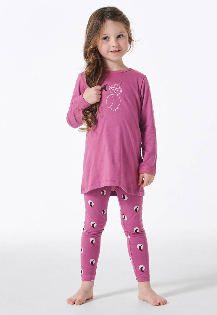 Schiesser Schlafanzug Lang Leggings Eule Mond Malve - Natural Love