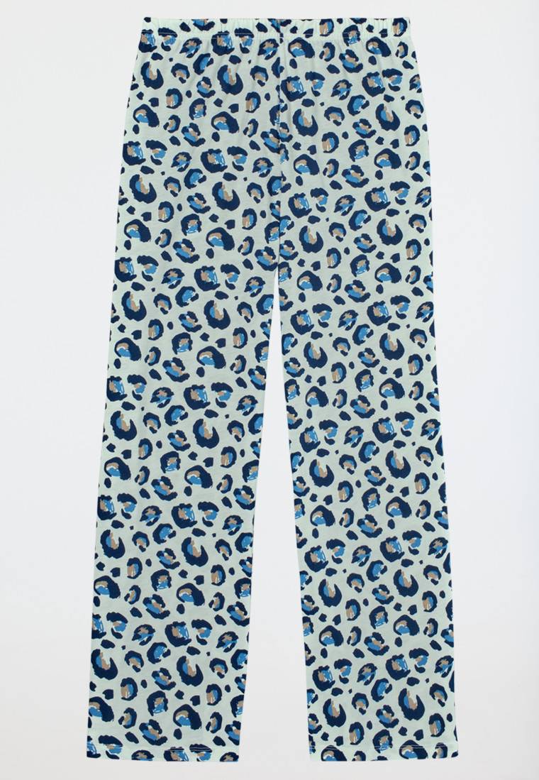 Schiesser Schlafanzug Lang Leoparden-Muster Blau - Nightwear