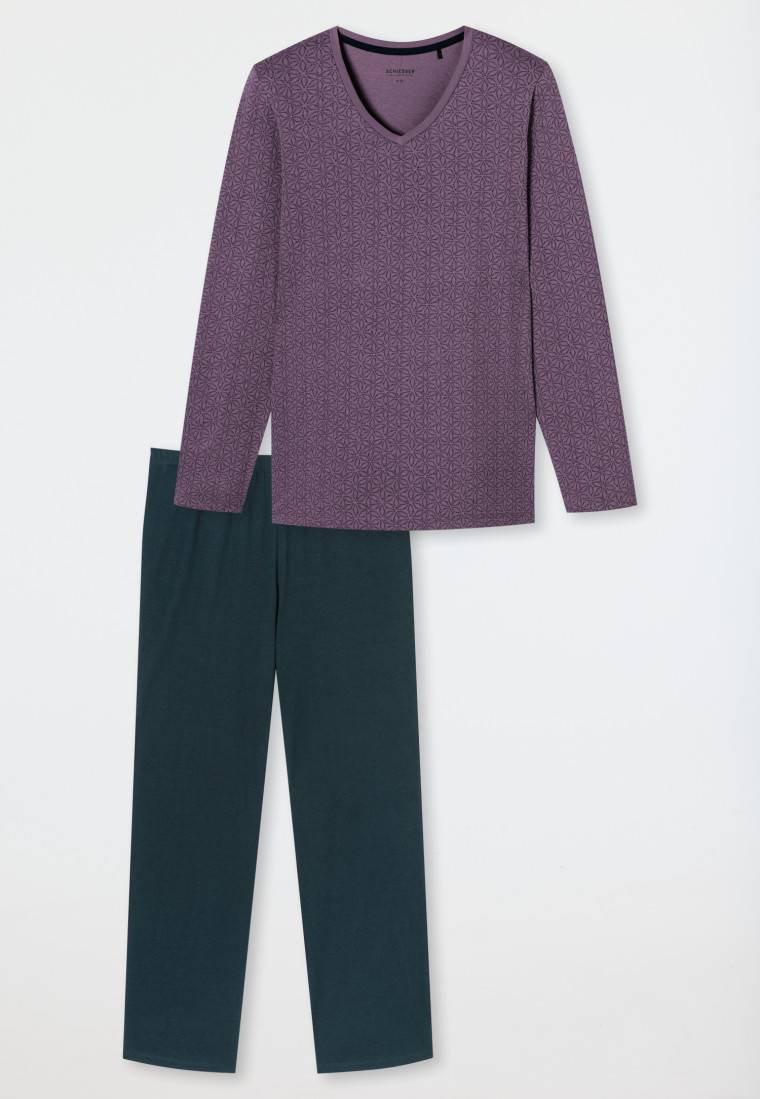 Schiesser Schlafanzug Lang Malve Gemustert - Comfort Essentials