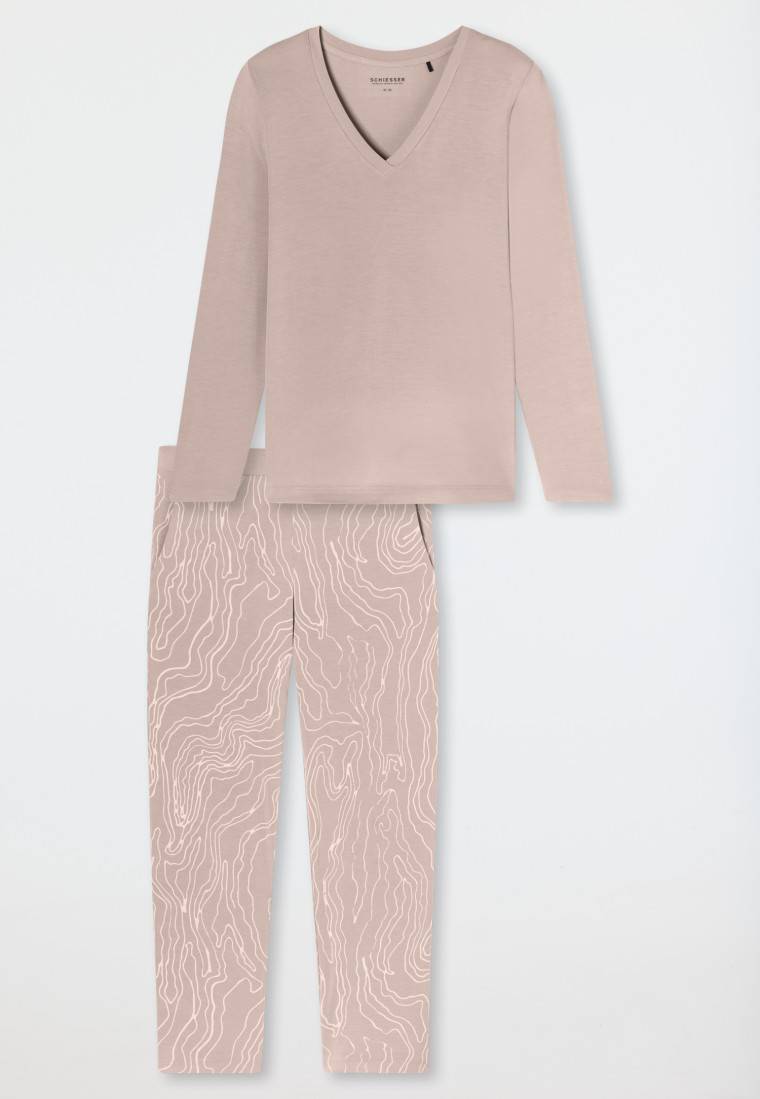 Schiesser Schlafanzug Lang Natur Bedruckt - Selected! Premium