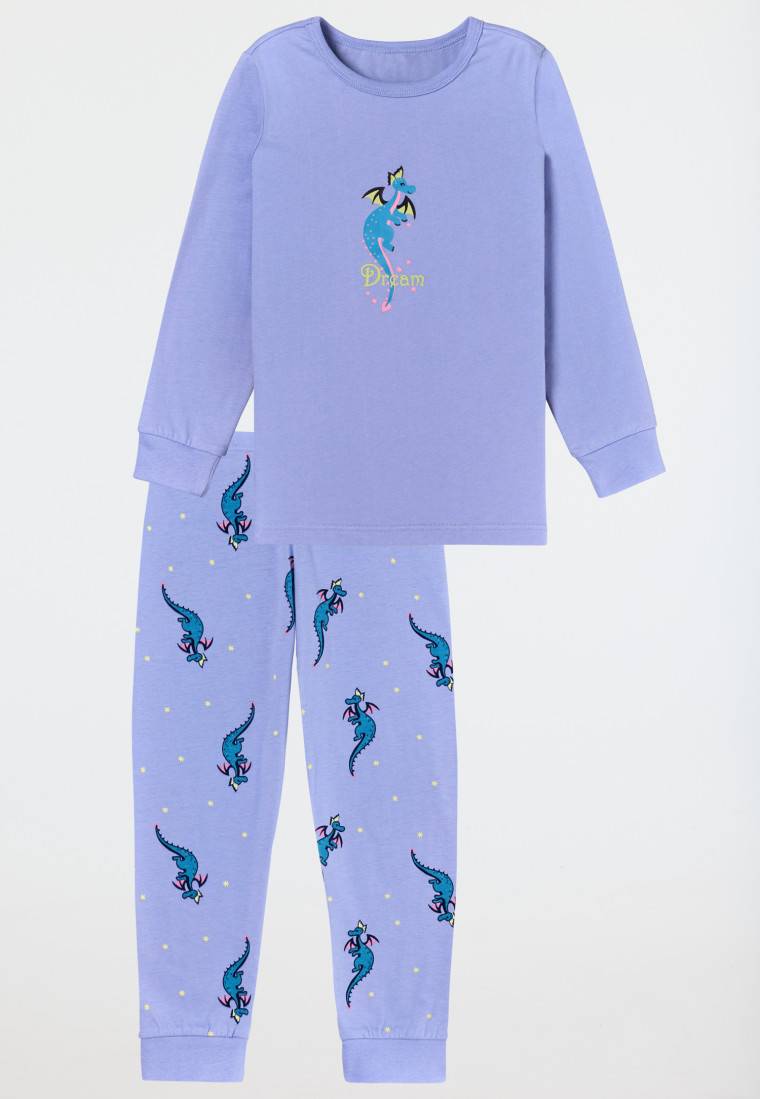 Schiesser Schlafanzug Lang Organic Cotton Bündchen Drache Flieder - Girls World