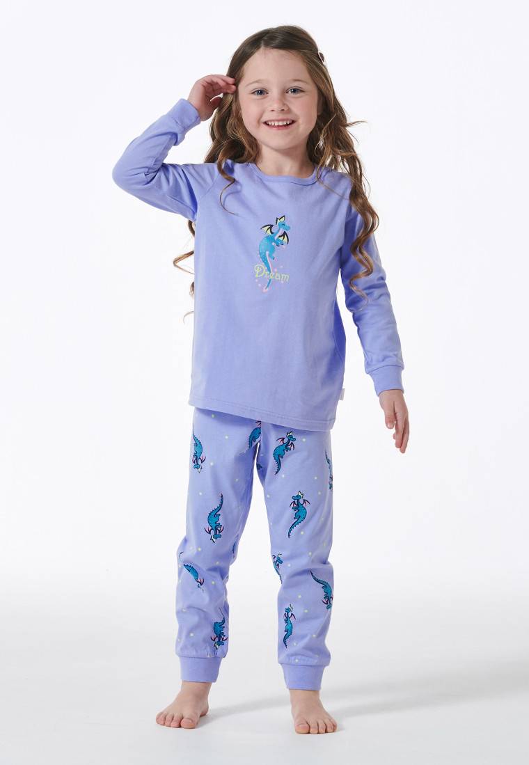 Schiesser Schlafanzug lang Organic Cotton Bündchen Drache flieder - Girls World