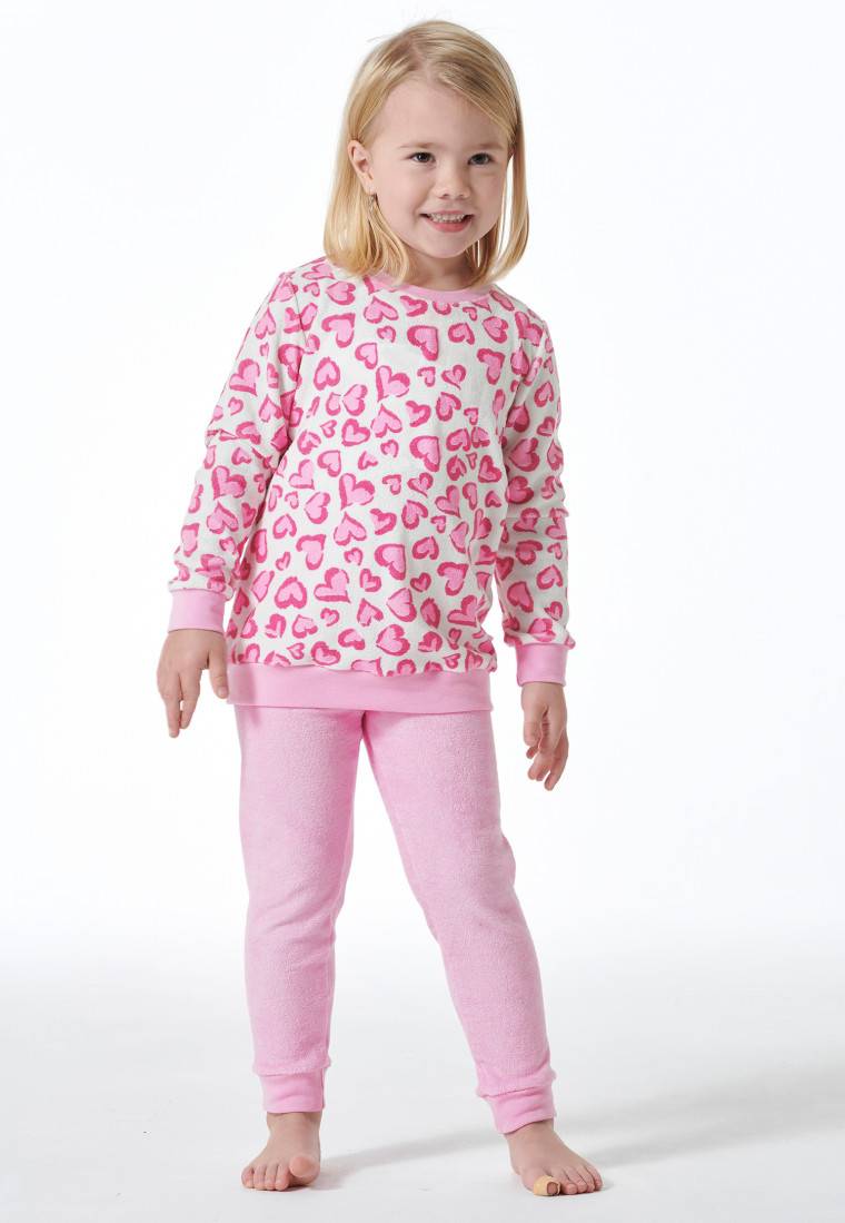 Schiesser Schlafanzug lang Organic Cotton Bündchen Herzen rosé - Girls World