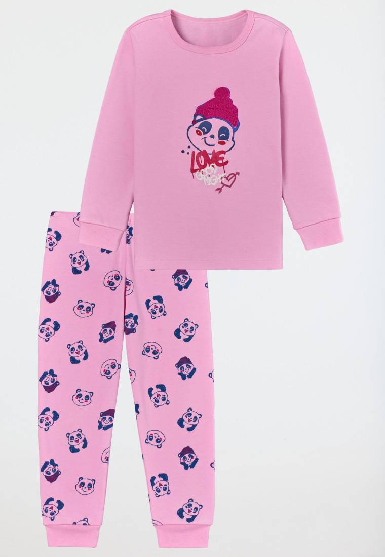 Schiesser Schlafanzug Lang Organic Cotton Bündchen Panda Rosé - Girls World