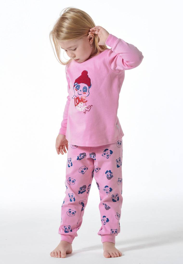 Schiesser Schlafanzug Lang Organic Cotton Bündchen Panda Rosé - Girls World