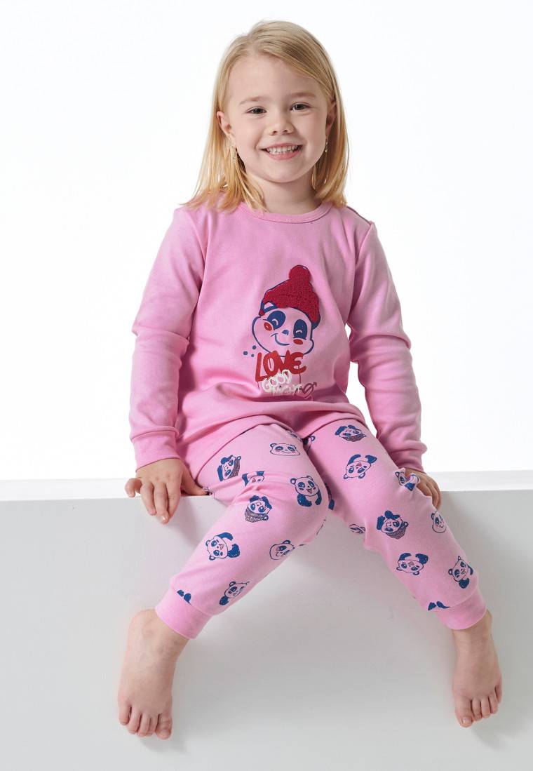 Schiesser Schlafanzug lang Organic Cotton Bündchen Panda rosé - Girls World