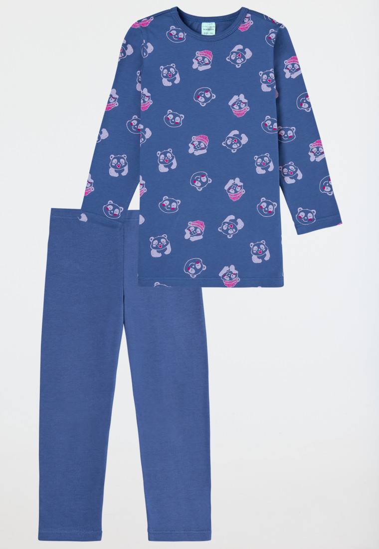 Schiesser Schlafanzug Lang Organic Cotton Leggings Panda Blau - Girls World