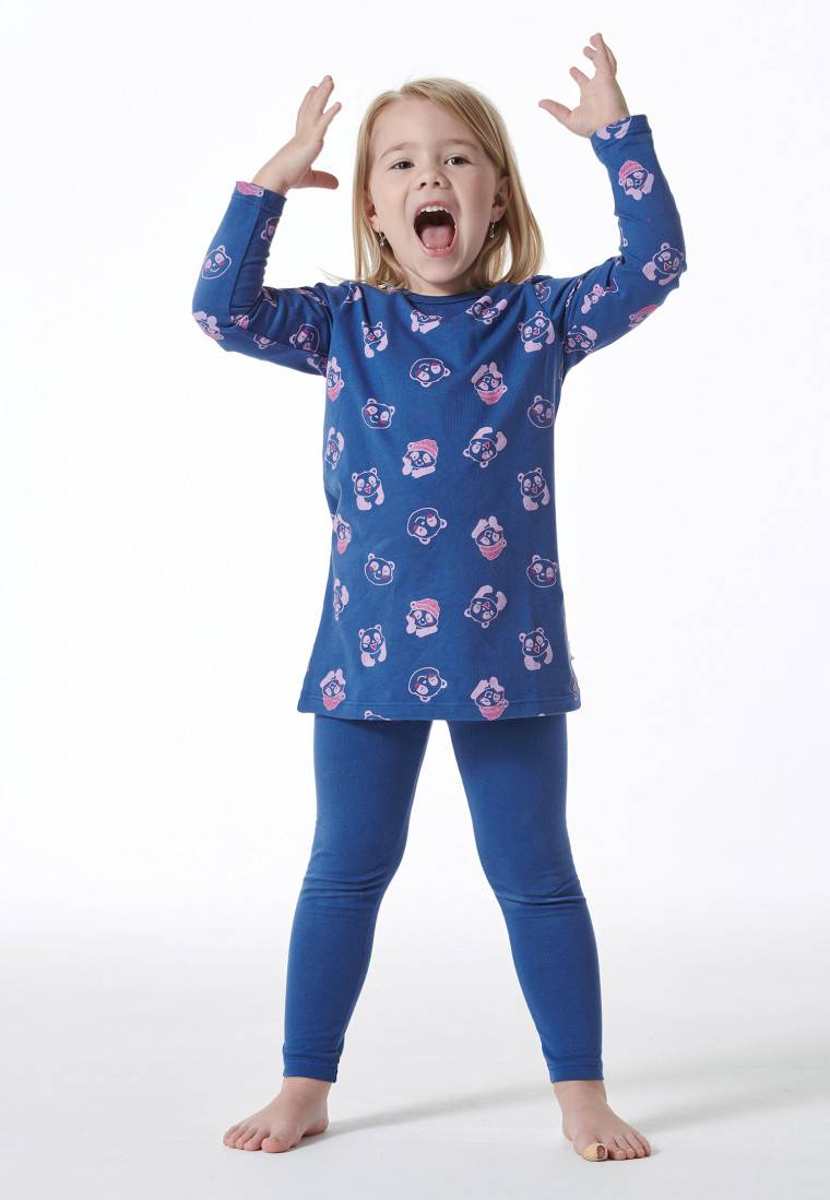 Schiesser Schlafanzug lang Organic Cotton Leggings Panda blau - Girls World