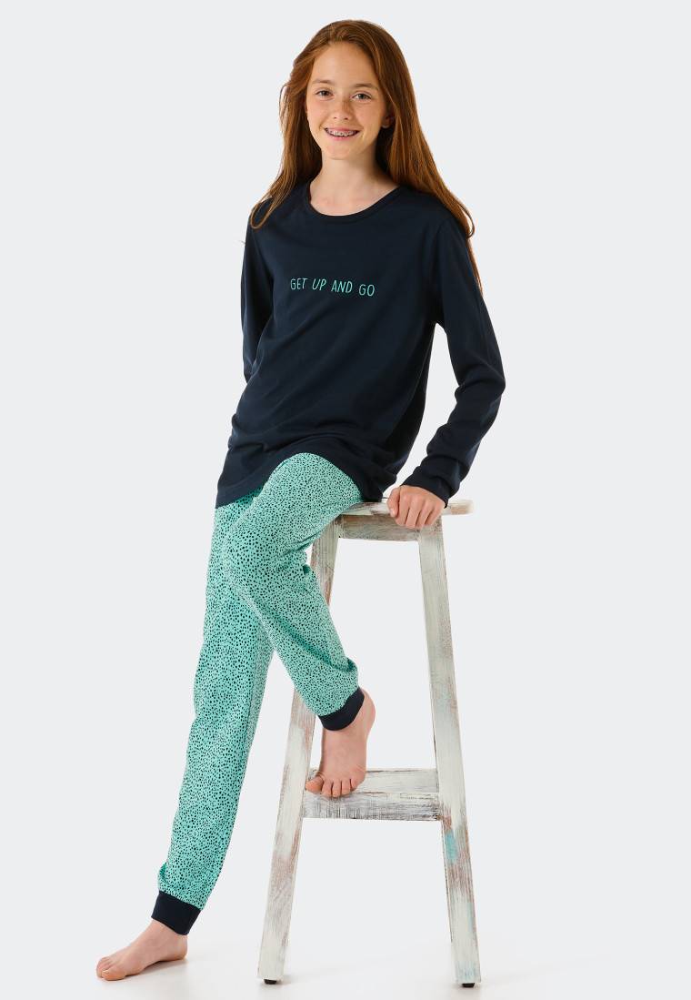 Schiesser Schlafanzug lang Organic Cotton Tupfen mint - Nightwear