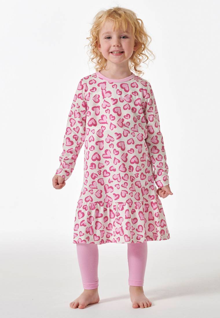 Schiesser Schlafanzug lang Organic Cotton Volant Leggings Herzen rosé - Girls World