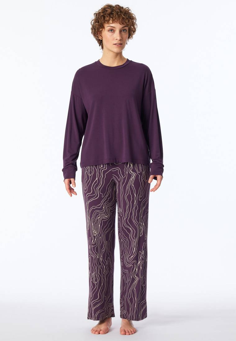 Schiesser Schlafanzug Lang Pflaume Bedruckt - Selected! Premium