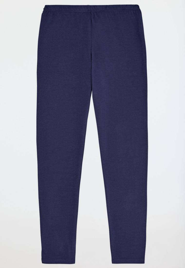 Schiesser Schlafanzug Lang Plüsch-Shirt Leggings Nachtblau - Nightwear