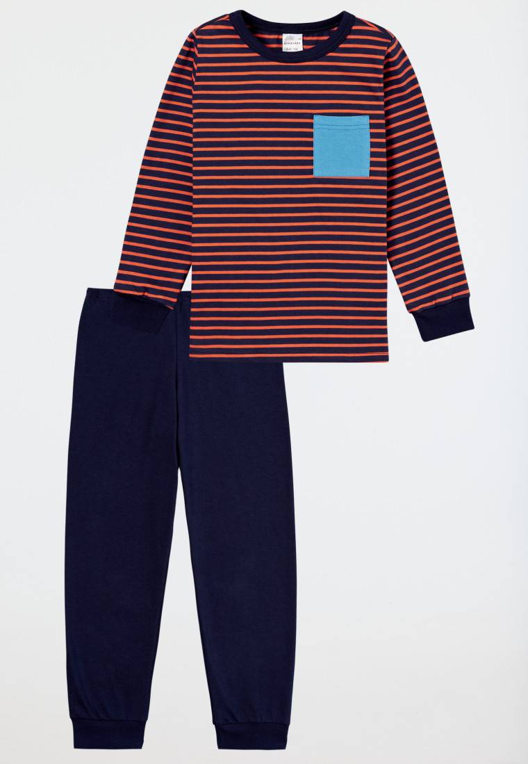 Schiesser Schlafanzug Lang Ringel Dunkelblau - Boys World