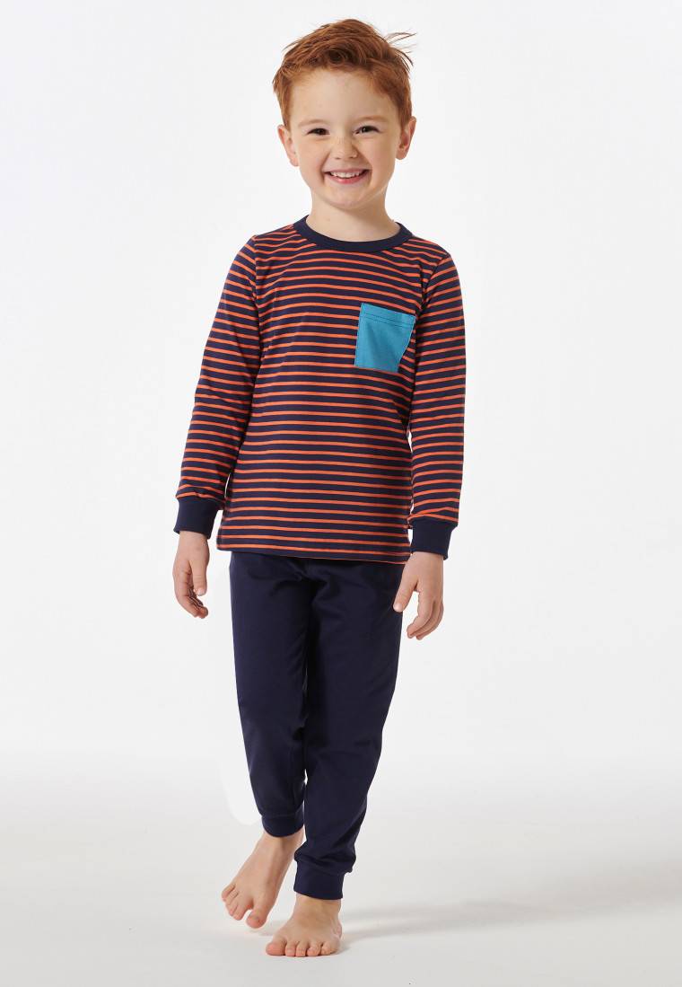 Schiesser Schlafanzug Lang Ringel Dunkelblau - Boys World