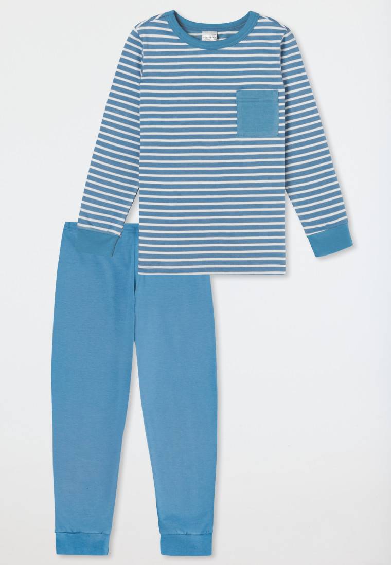 Schiesser Schlafanzug Lang Ringel Hellblau - Boys World