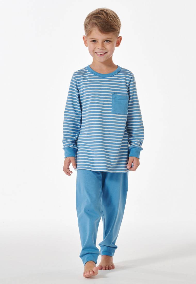 Schiesser Schlafanzug Lang Ringel Hellblau - Boys World