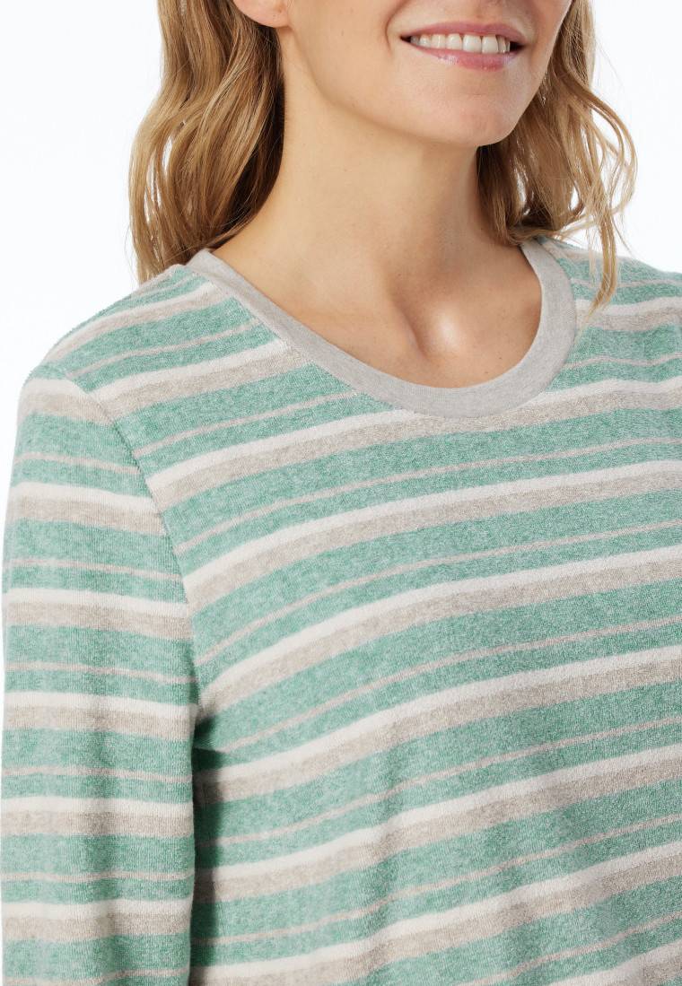 Schiesser Schlafanzug Lang Ringel Leggings Grün-meliert - Casual Essentials