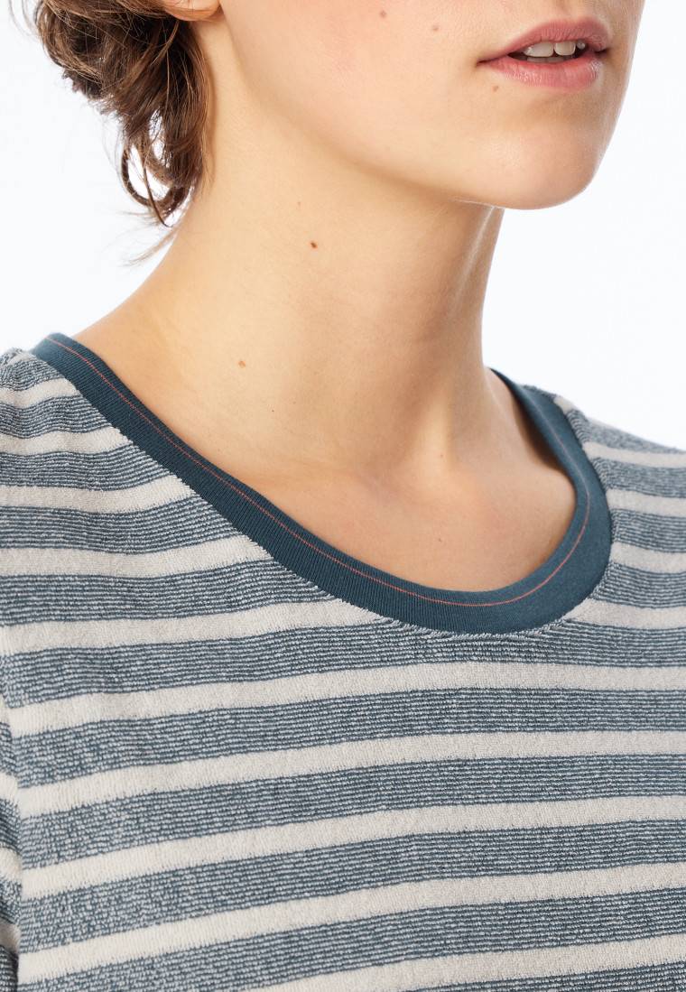 Schiesser Schlafanzug Lang Ringel Leggings Jeansblau - Casual Essentials