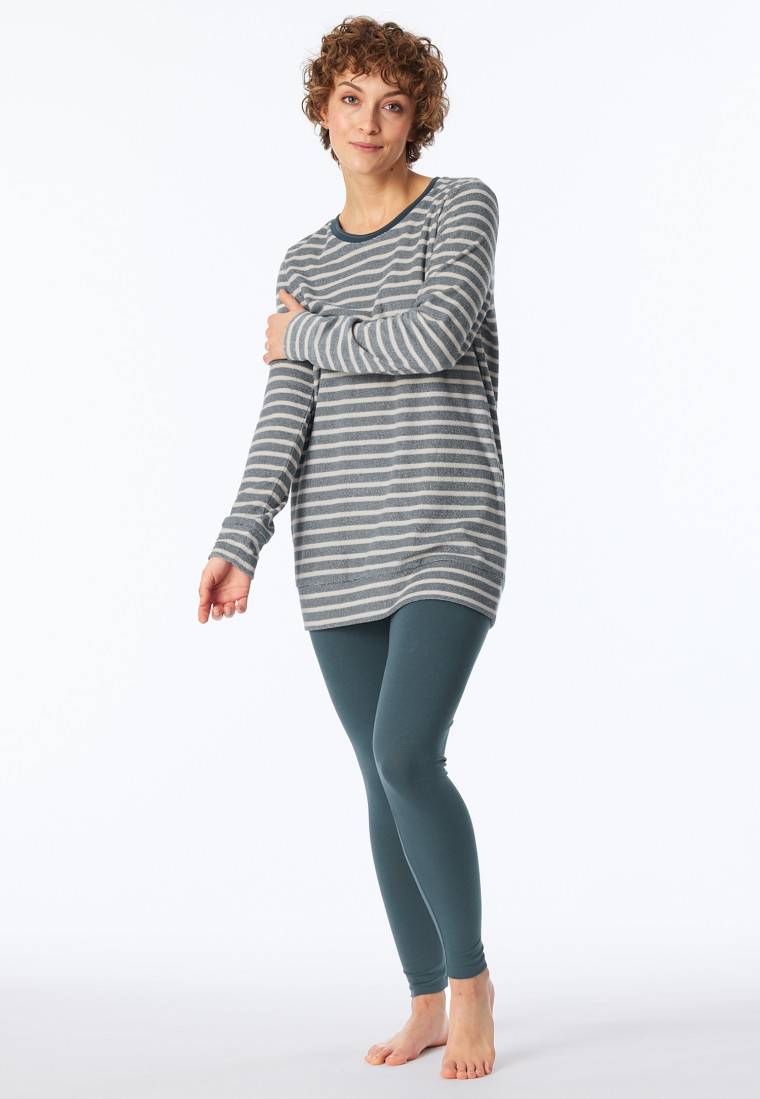 Schiesser Schlafanzug lang Ringel Leggings jeansblau - Casual Essentials