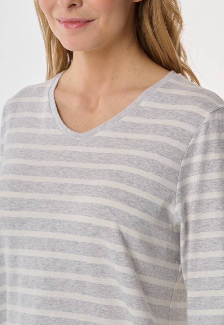 Schiesser Schlafanzug Lang Silbergrau Meliert - Casual Essentials