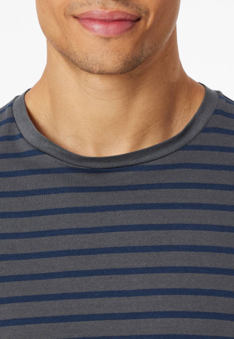 Schiesser Schlafanzug Lang Streifen Anthrazit - Casual Essentials