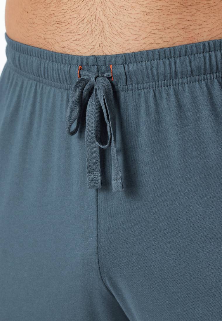 Schiesser Schlafanzug Lang Streifen Jeansblau - Casual Nightwear