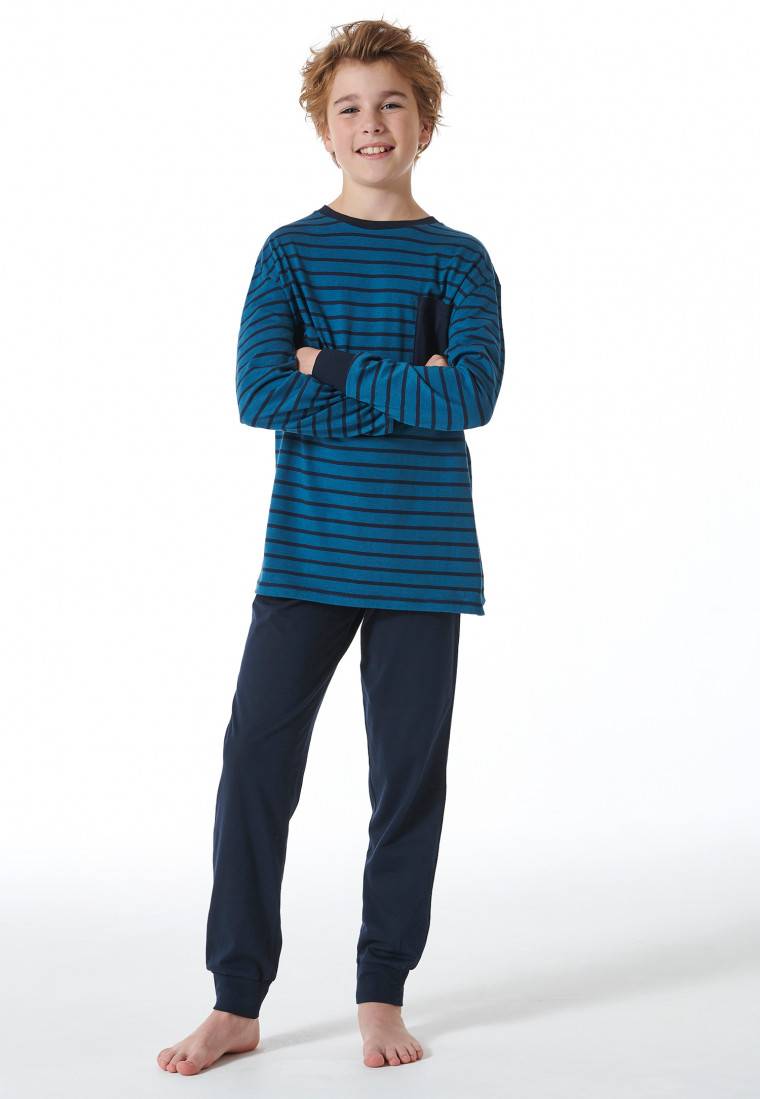 Schiesser Schlafanzug lang Streifen mineral - Nightwear