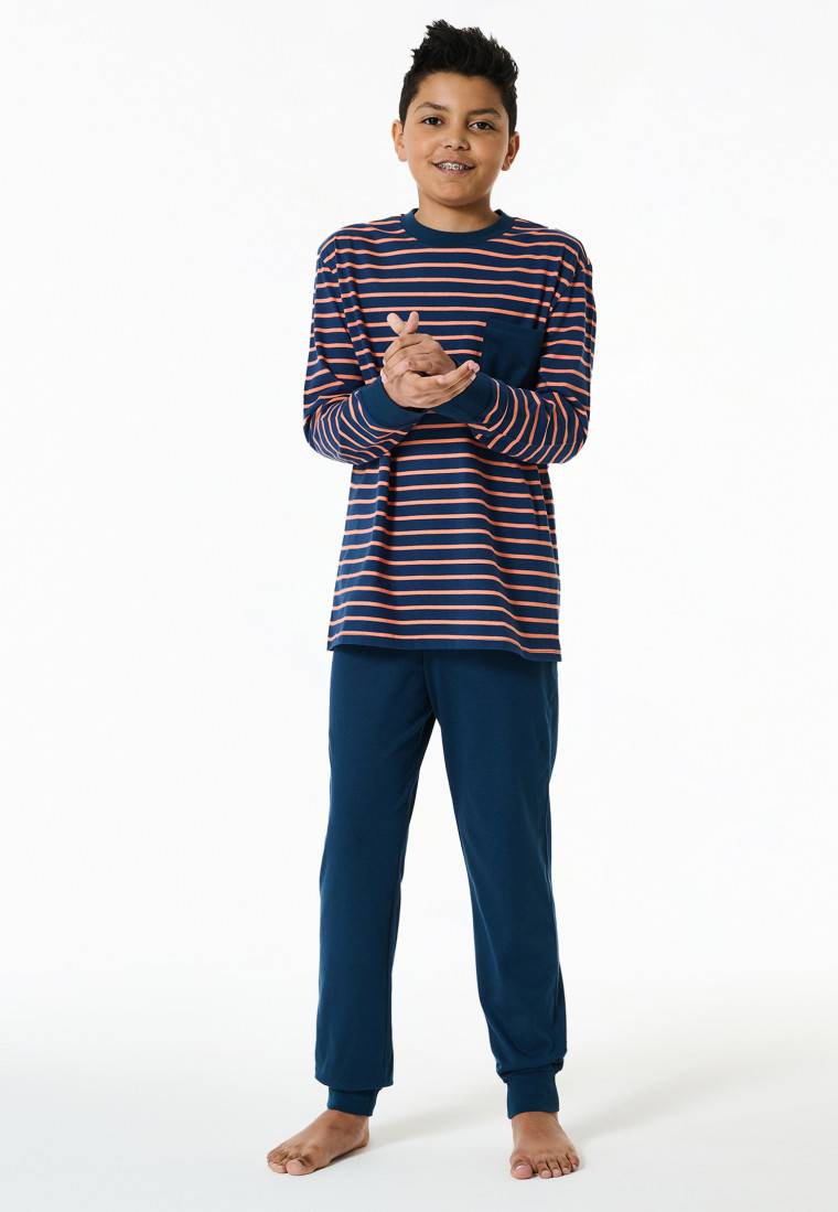 Schiesser Schlafanzug lang Streifen orange - Nightwear