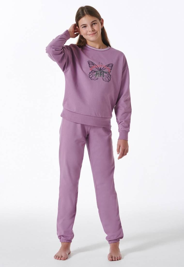 Schiesser Schlafanzug Lang Sweatwear Bündchen Mauve - Nightwear