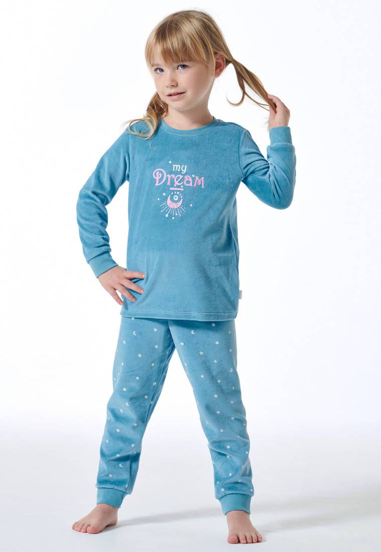 Schiesser Schlafanzug Lang Velour Bündchen Sterne Aquarium - Girls World