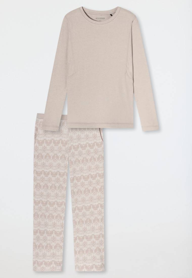 Schiesser Schlafanzug Lang Wärmend Beige - Selected Premium Warming