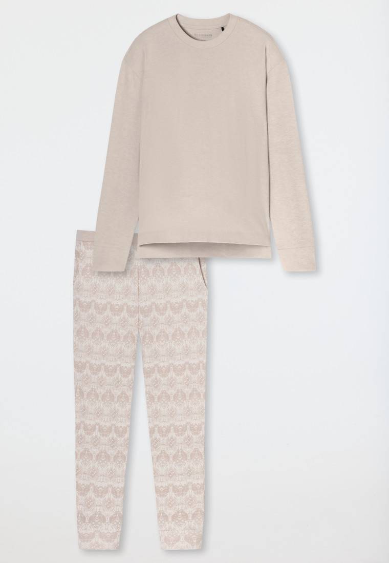 Schiesser Schlafanzug Lang Wärmend Bündchen Beige - Selected Premium Warming