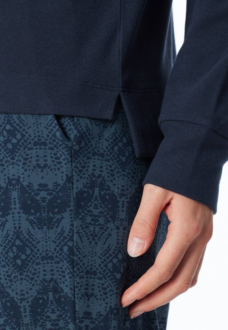 Schiesser Schlafanzug Lang Wärmend Bündchen Nachtblau - Selected Premium Warming