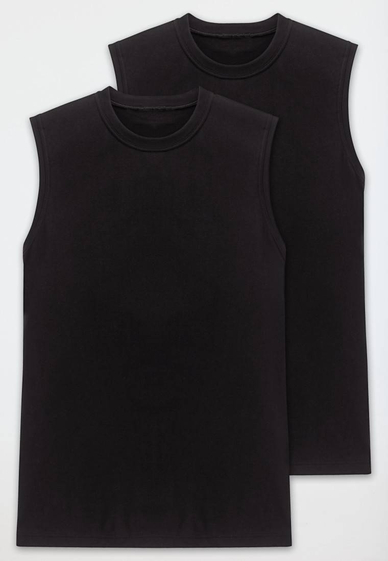 Schiesser Shirt ärmellos 2er-Pack Muscle Shirt Schwarz - Essentials