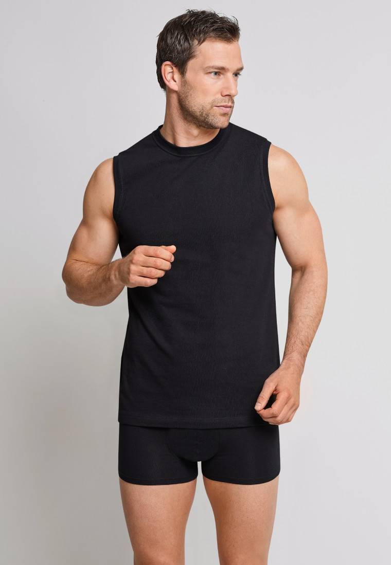 Schiesser Shirt ärmellos 2er-Pack Muscle Shirt schwarz - Essentials