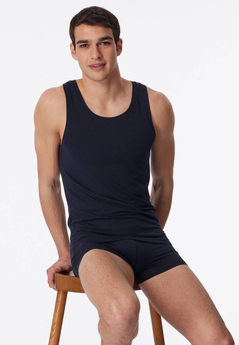 Schiesser Shirt ärmellos blauschwarz - Long Life Soft