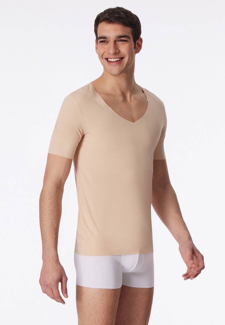Schiesser Shirt Interlock seamless kurzarm V-Ausschnitt clay - Laser Cut