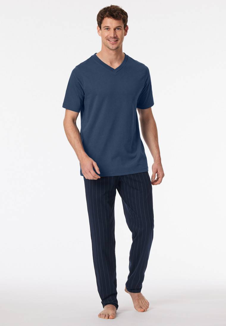 Schiesser Shirt kurz arm V-Ausschnitt royal - Mix+Relax