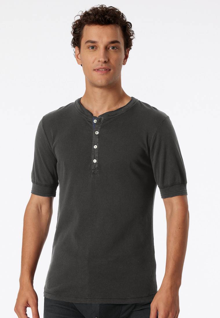 Schiesser Shirt Kurzarm Anthrazit - Revival Karl-Heinz