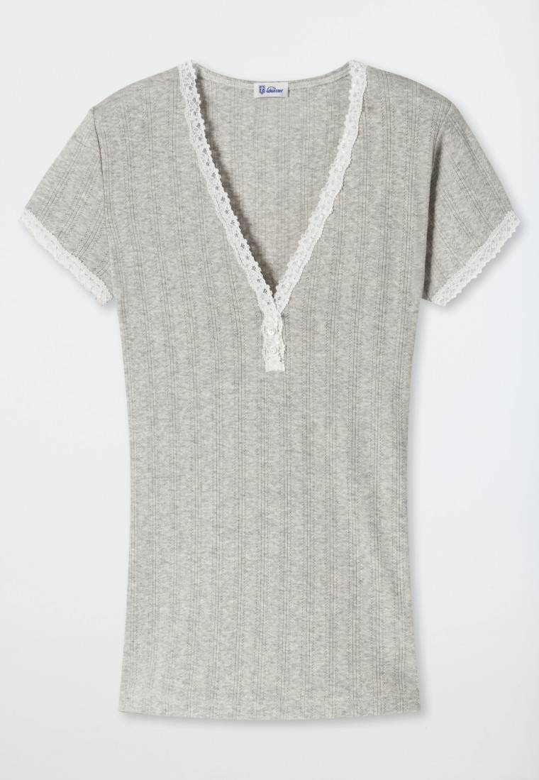 Schiesser Shirt Kurzarm Grau Meliert - Revival Agathe