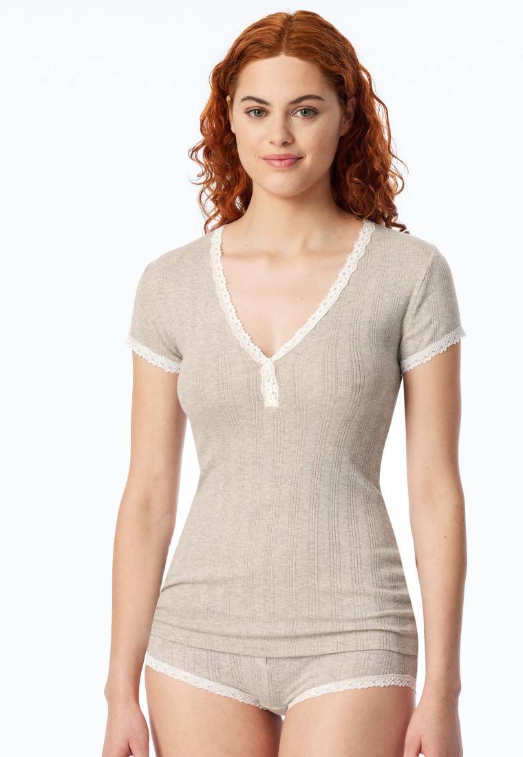 Schiesser Shirt Kurzarm Grau Meliert - Revival Agathe