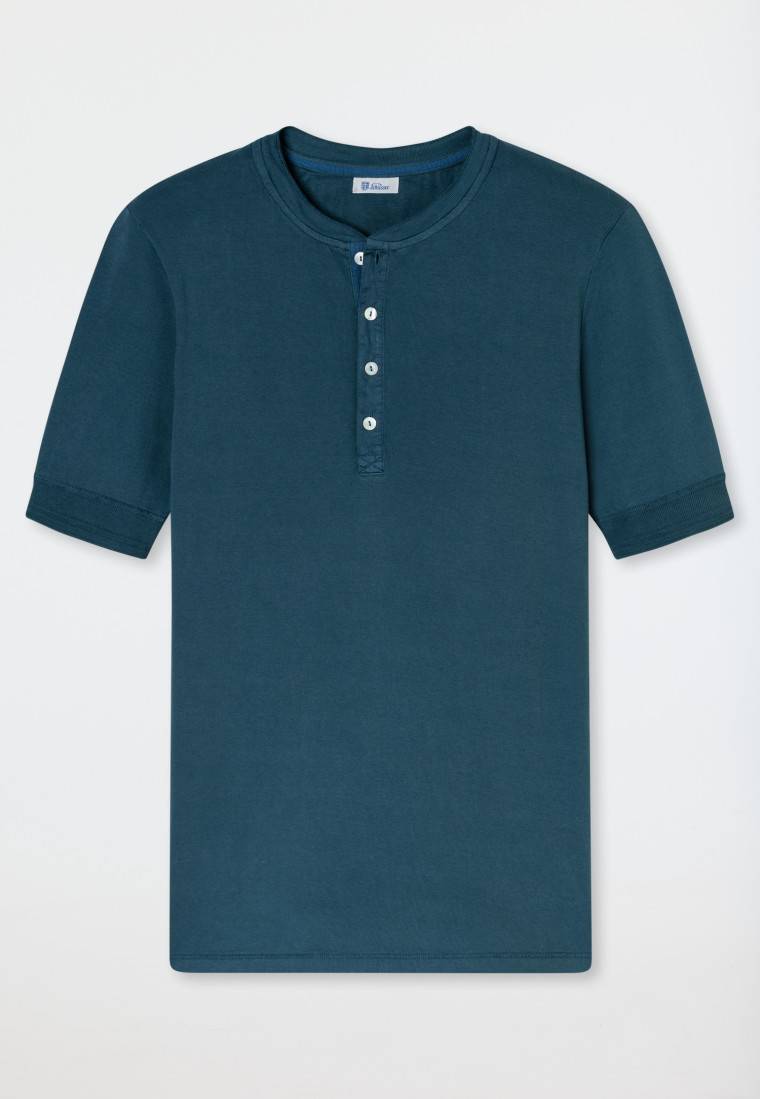 Schiesser Shirt Kurzarm Jeansblau - Revival Karl-Heinz